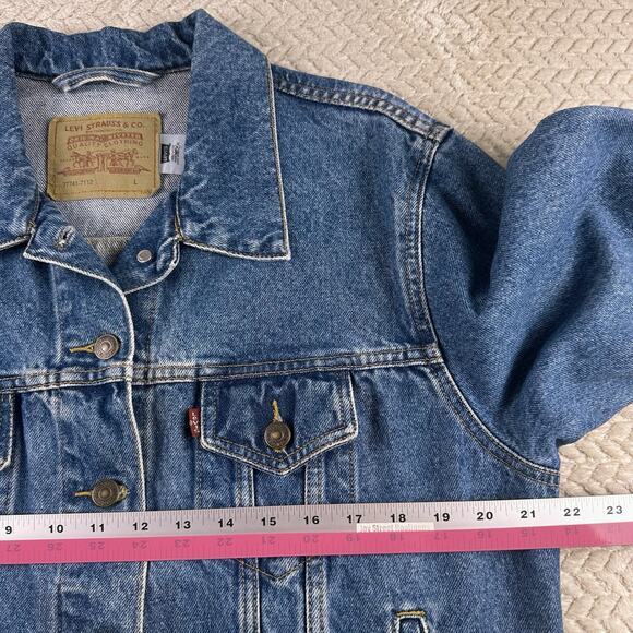Vintage Levis Trucker Jacket Womens Large Denim Cropped Y2K 2001 Biker Grunge - Picture 10 of 16
